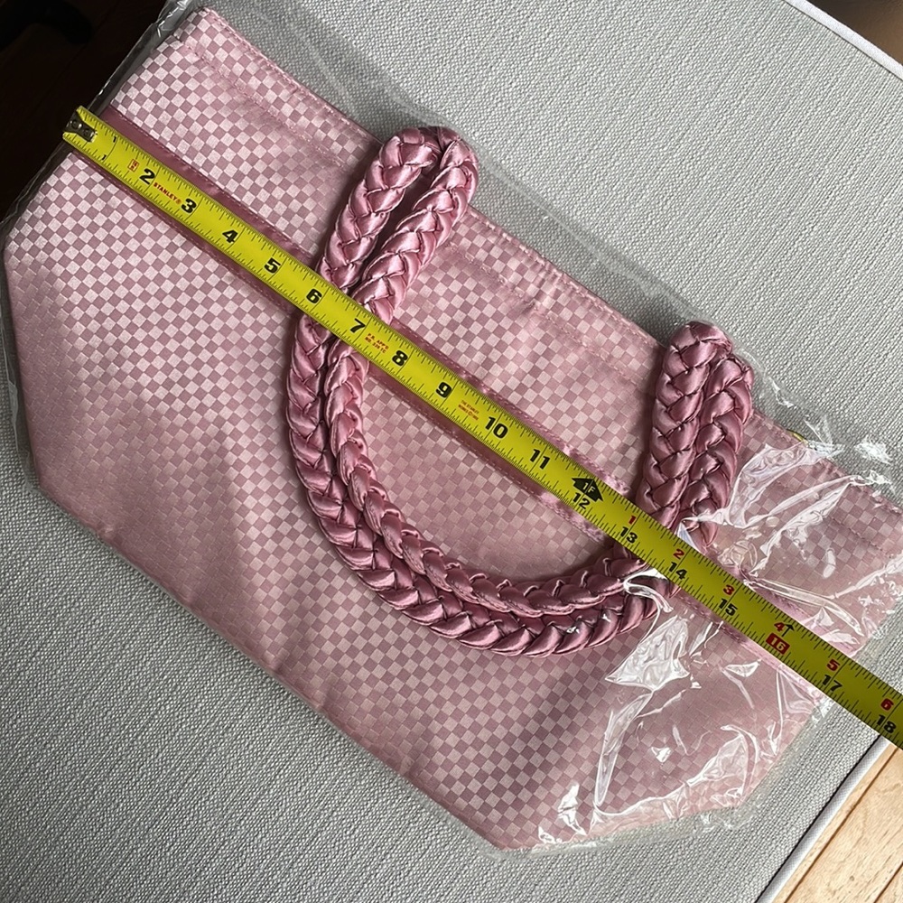 Naraya checkered pink quilted bow tote shoulder bag - Picture 10 of 15